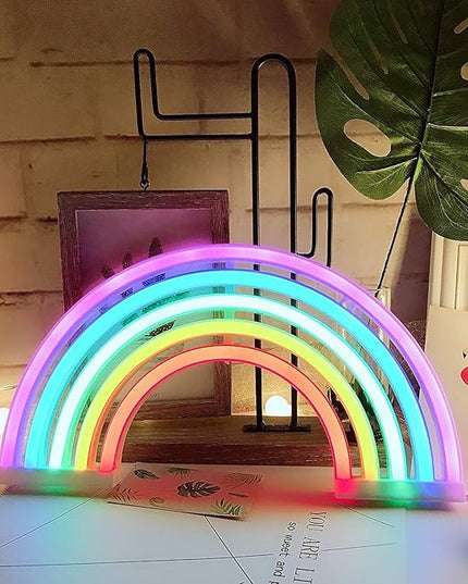 QiaoFei Rainbow Light Signs for Kids Gift LED Rainbow Neon Signs Rainbow Lamp for Wall Decor Bedroom Decorations Home Accessories Party Holiday Battery or USB Operated Table Night Lights - LeafyLoom