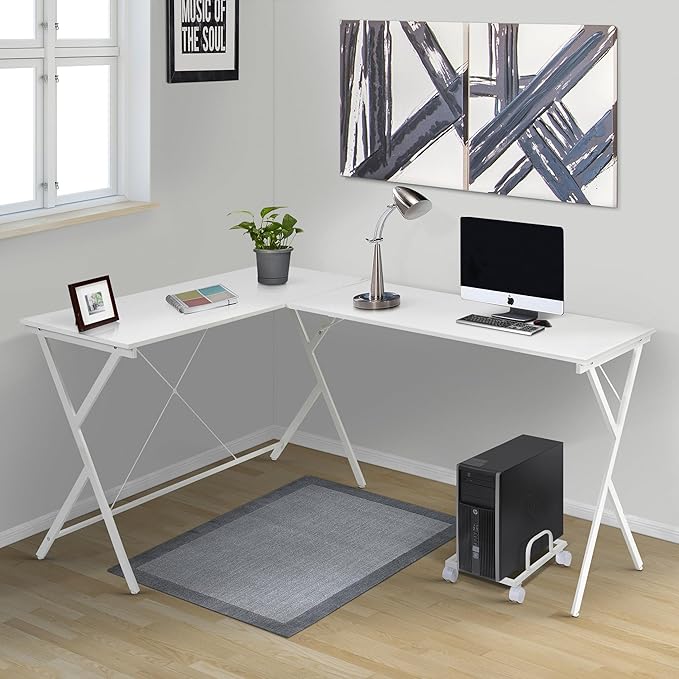 NicBex Kimberly-DW-00048-LWJ Home Office Desks, 62.5"x47.5"x28.5", White - LeafyLoom