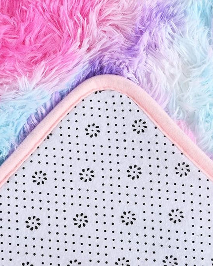 AROGAN Soft Rainbow Area Rugs for Girls Room 2x4 Feet, Fluffy Girls Bedroom Rugs, Princess Rug, Cute Colorful Carpet for Kids Teens Nursery Toddler (Hot Pink) - LeafyLoom