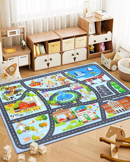 HEBE Kids Play Rug 3'4"x5' ABC Alphabet Numbers Shapes Educational Kid Area Rug Washable Baby Crawling Mat Non Slip Kid Play Mat Carpet for Girl Boy Bedroom Playroom - LeafyLoom