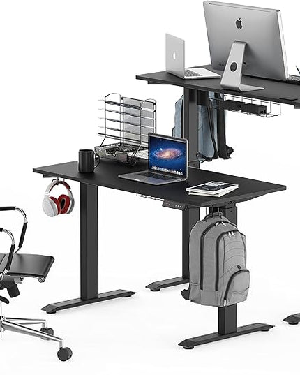 SHW Memory Preset Electric Height Adjustable Standing Desk, 48 x 24 Inches, Black - LeafyLoom