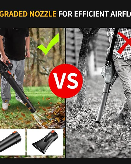 2024 Strong Power Leaf Blower Cordless, 500CFM 120MPH Leaf Blower with Battery and Charger, 20V 4.5Ah Battery Powered with Flat and Round Nozzles, for Lawn Care Yard Porch Driveway Patio Clean Snow - LeafyLoom