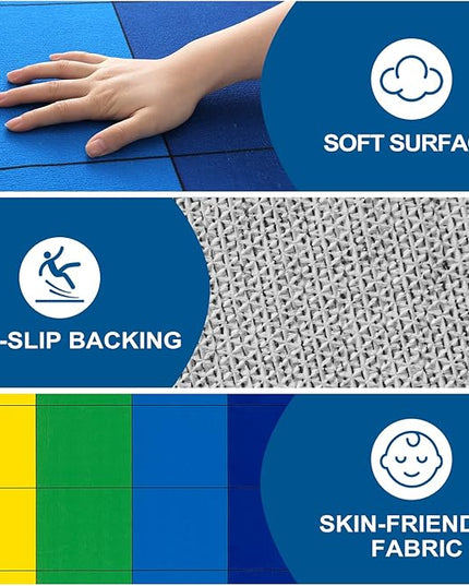 LIVEBOX Elementary Classroom Rug for Kids, Washable Kids Area Rugs for School, Nursery, Colorful Children's Educational Carpet Non-Slip Classroom Mat for Learning,13'x7'5"(Seats-24) - LeafyLoom