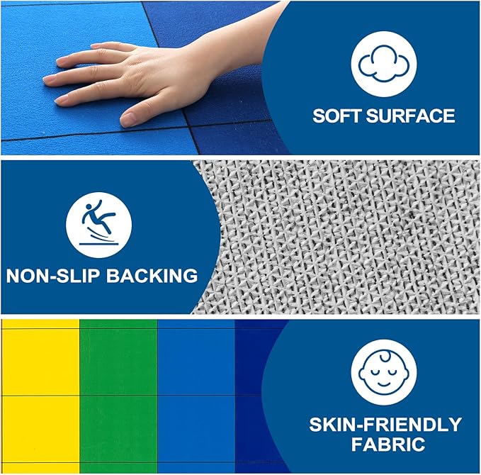 LIVEBOX Elementary Classroom Rug for Kids, Washable Kids Area Rugs for School, Nursery, Colorful Children's Educational Carpet Non-Slip Classroom Mat for Learning,13'x7'5"(Seats-24) - LeafyLoom