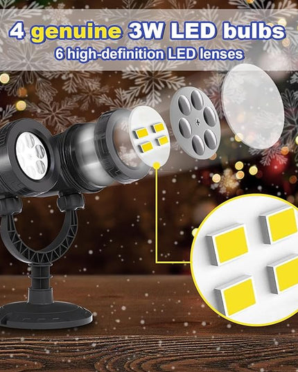 Snowflake Projection Light, Christmas Outdoor Double Headed Snowflake Projection Light, LED Snowfall Spotlight IP65 Waterproof Rating, Suitable for Christmas Garden Decoration (HT-TY-13) MVRPDXC