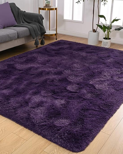Softlife Rug for Living Room 5.3x7.6 Feet Area Rug for Bedroom Super Soft Shaggy Rugs for Kids Room Fluffy Fuzzy Carpets Long Plush Bedside Rug Nursery Christmas Home Decoration for Boys Girls, Purple - LeafyLoom