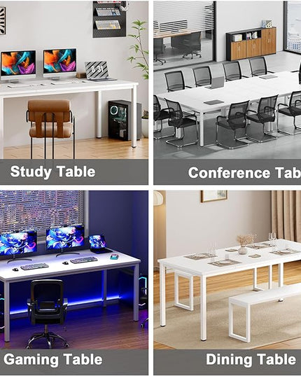 Need Large Computer Desk 70.8 x 31.5 inches Conference Table Large Office Desk Writing Table Workstation for Home Office,White 10FJGSAC3-180WW-ND - LeafyLoom