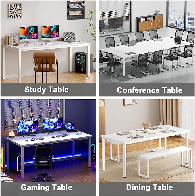 Need Large Computer Desk 70.8 x 31.5 inches Conference Table Large Office Desk Writing Table Workstation for Home Office,White 10FJGSAC3-180WW-ND - LeafyLoom