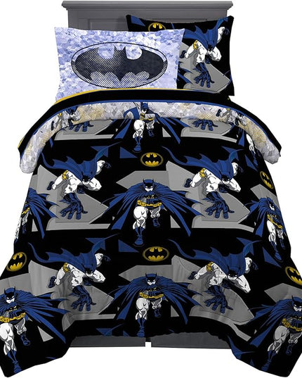 Franco Kids Bedding Super Soft Comforter and Sheet Set with Sham, 5 Piece Twin Size, Batman - LeafyLoom