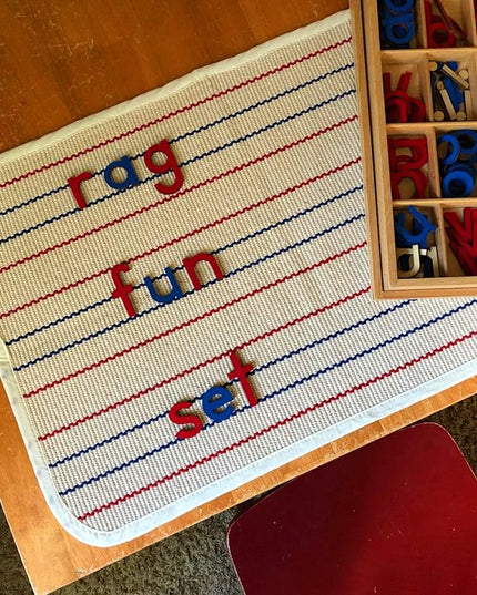 Kids Rug Montessori Mat Children Playing Mat for Nursery Cotton Montessori Working Rug Suitable for Uppercase Letters, 23.6''×31.5'', Stripes - LeafyLoom