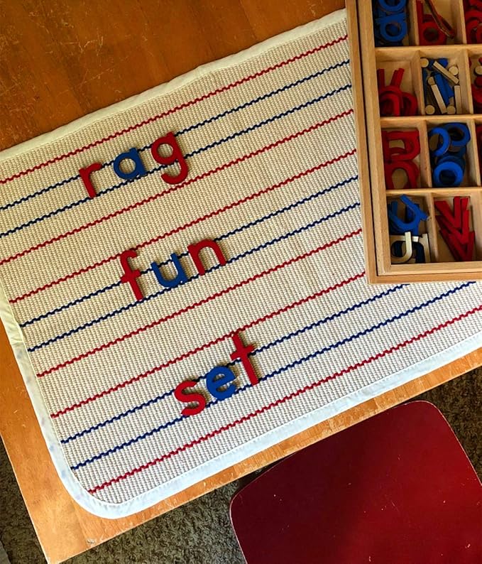 Kids Rug Montessori Mat Children Playing Mat for Nursery Cotton Montessori Working Rug Suitable for Uppercase Letters, 23.6''×31.5'', Stripes - LeafyLoom