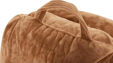 Husband Pillow XXL Cover Only Tan, Cozy Microfiber Bed Rest Pillow Cover with Arms - Array of Colors - Generous Side and Back Pockets for Your Favorite Comfy Reading Pillow - LeafyLoom