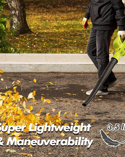 Leaf Blower Cordless - 21V Electric Cordless Leaf Blower with 2 Batteries and Charger, 2 Speed Mode, 2.0Ah Lightweight Battery Powered Leaf Blowers for Lawn Care, Patio, Blowing Leaves - LeafyLoom