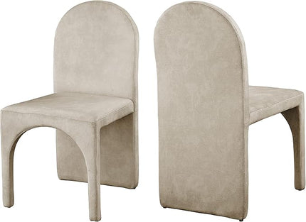Meridian Furniture Summer Collection Modern | Contemporary Velvet Upholstered Dining Side Chair with Steel Frame, Set of 2, Stone - LeafyLoom