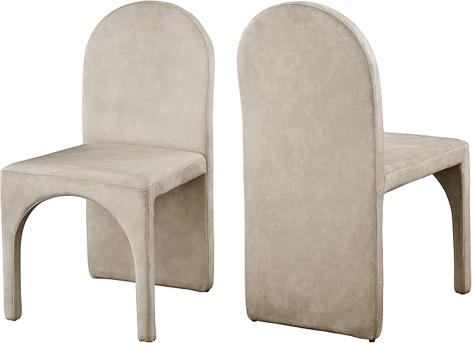 Meridian Furniture Summer Collection Modern | Contemporary Velvet Upholstered Dining Side Chair with Steel Frame, Set of 2, Stone - LeafyLoom