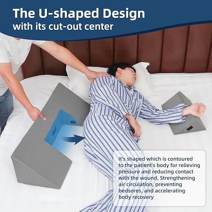 34" Wedge Pillow for Side Sleeping,Training for Side Sleeping with Detachable Small Wedge Pillow,Positioning Wedge for Side Sleeper,Back Support,Reducing Snoring,Preventing Bedsores - LeafyLoom