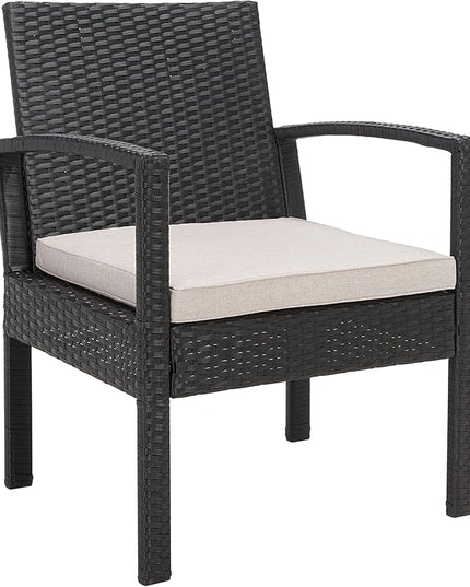 SAFAVIEH Outdoor Collection PAT7507 Conversation Set, Black/Light Grey - LeafyLoom