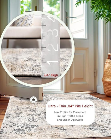 nuLOOM Danae Abstract 2x3 Machine Washable Accent Rug for Living Room Bedroom Dining Room Entryway Kitchen, Ivory/Grey - LeafyLoom