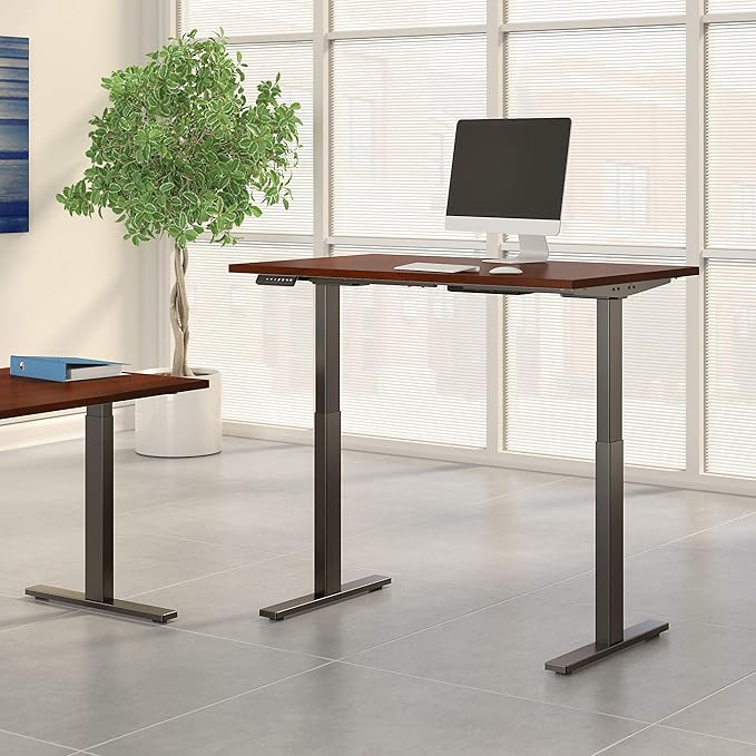 Bush Business Furniture Move 60 Electric Ergonomic Sit-Stand Computer Table for Home and Professional Office, 48W x 24D, Hansen Cherry - LeafyLoom