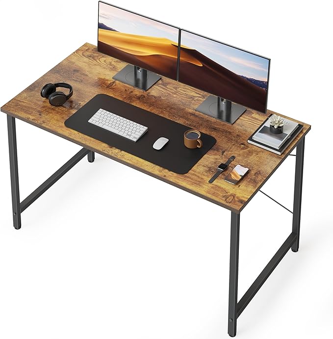 BANTI Computer Desk, 47 inch Home Office Desk, Modern Simple Style PC Table for Home, Office, Study, Writing, Vintage - LeafyLoom