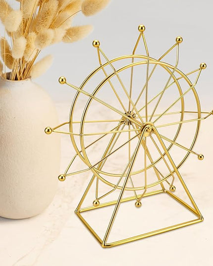 Gold Ferris Wheel Decorations for Office Bookshelf Decor, Home Decor Living Room Shelf- Spinning Ferris Wheel for Gift Birthday Thanksgiving Valentine's Day - LeafyLoom