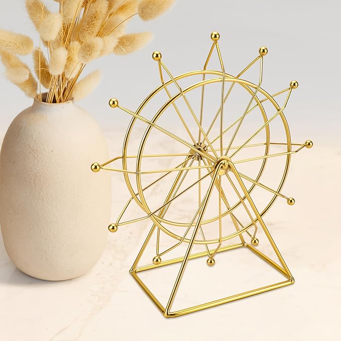 Gold Ferris Wheel Decorations for Office Bookshelf Decor, Home Decor Living Room Shelf- Spinning Ferris Wheel for Gift Birthday Thanksgiving Valentine's Day - LeafyLoom