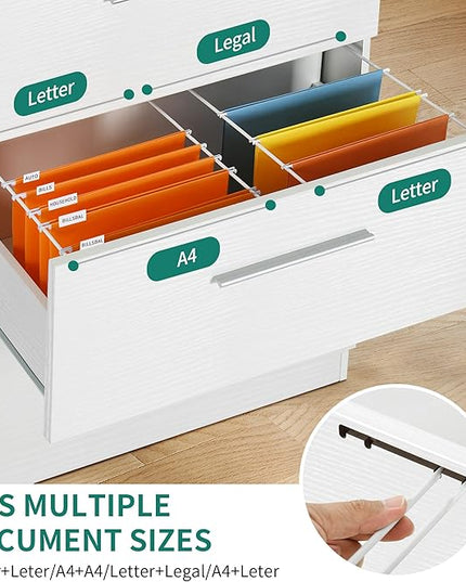 YITAHOME 4 Drawer Lateral Filing Cabinet,Dressers & Chests of Drawers for Bedroom,Printer Stand Vertical Storage Cabinet Fits Letter, A4, Legal Size for Home Office Organization, White - LeafyLoom