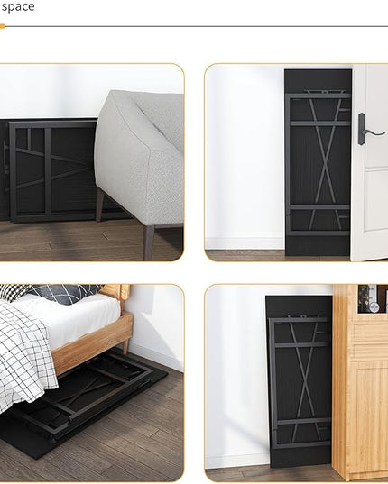 Folding Computer Desk 47 inch Writing Gaming Computer Camping Table, No Assembly Required Home Office Desk, Black - LeafyLoom