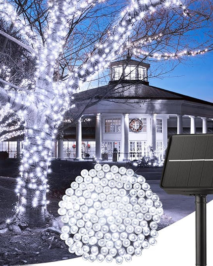 Minetom Solar String Lights Outdoor - 40FT 100 LED String Lights Solar Powered with 8 Lighting Modes, Waterproof Patio Lights, Outdoor Solar Lights for Outside Tree Garden Balcony Gazebo, Pure White Minetom