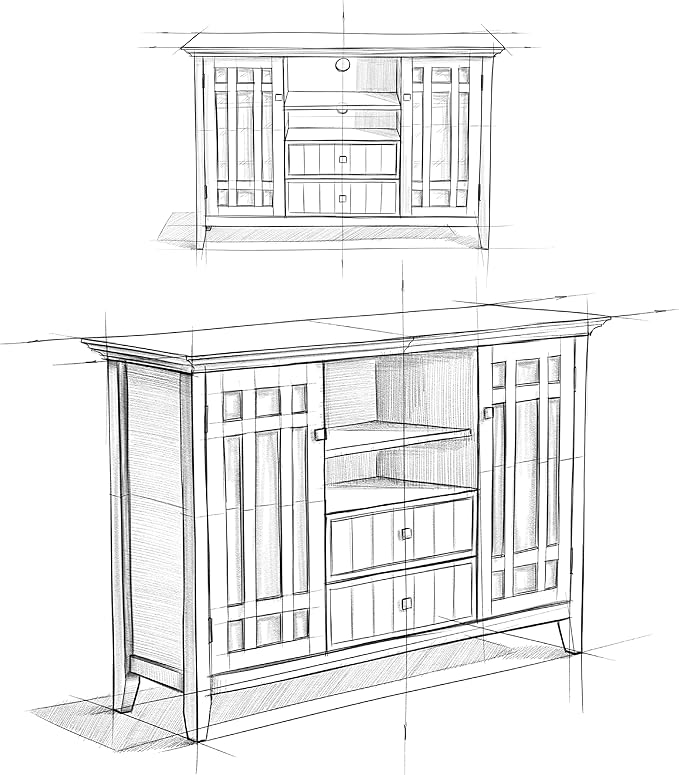 SIMPLIHOME Bedford SOLID WOOD 53 Inch Wide Transitional TV Media Stand in Dark Tobacco Brown for TVs up to 60 Inches, For the Living Room and Entertainment Center - LeafyLoom