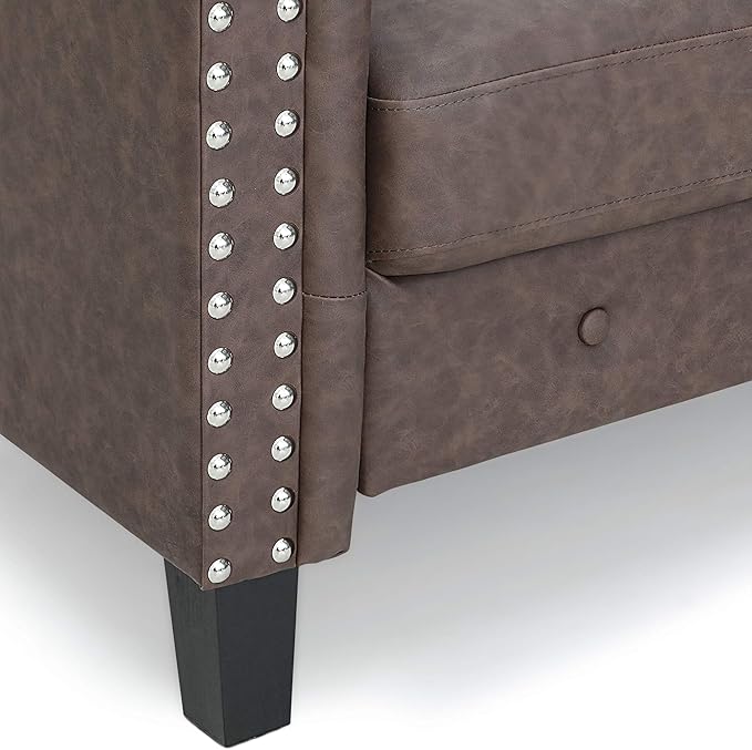 Furinno Bastia Vintage Modern Chesterfield Button Tufted Loveseat/Sofa Couch for Living Room, Brown Faux Leather - LeafyLoom