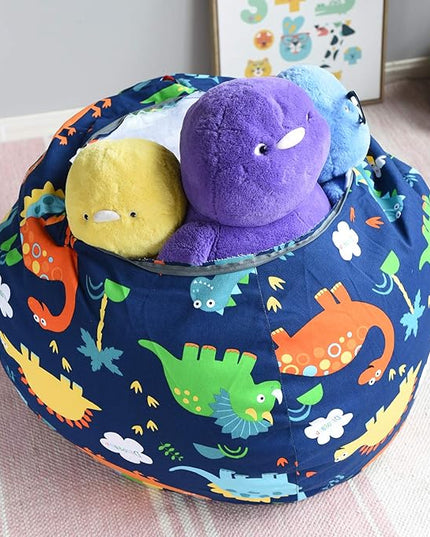 YuppieLife Kids Storage Bean Bag Cover（No Filling）Toy Organizer|Carrying Handle Sofa|Available for Kids and Teenager|Cuddle Chair|Machine Washable and Durable（38“,Dinosaur） - LeafyLoom