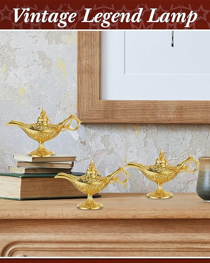 6 Pieces Magic Lamp Halloween Vintage Legend Lamp Wishing Light Costume Lamp Classic Costume Props Lamp Tabletop Decoration for Arabian Costume Props Home Party Birthday Wedding Delicate Gift (Gold) - LeafyLoom