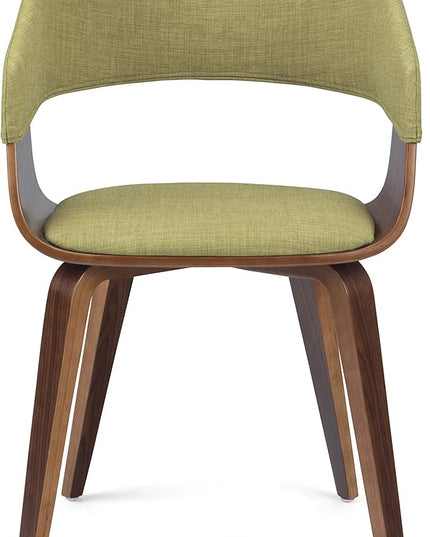 SIMPLIHOME Lowell 17 Inch Mid Century Modern Bentwood Dining Chair in Acid Green Linen Look Fabric, For the Dining Room - LeafyLoom