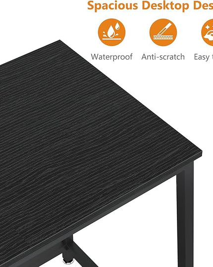 39 Inch Small Space Computer Desk, Home Office Desk, Heavy Duty Multipurpose Table, Study Desk Workstation, Black - LeafyLoom