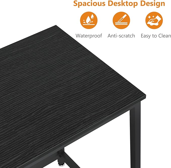 39 Inch Small Space Computer Desk, Home Office Desk, Heavy Duty Multipurpose Table, Study Desk Workstation, Black - LeafyLoom