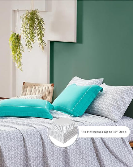 Degrees of Comfort Bed in a Bag Twin XL, Boho Medallion Comforter Sets for College, Microfiber 6 Pieces Bedding Set with Sheet, Matching Decorative Pillow, Aqua - LeafyLoom