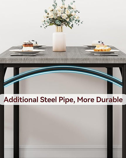 Kitchen Table and Chairs for 4, Dining Table Set for 4 with Upholstered Chairs, 5 Piece Rectangular Kitchen Table Set, Dining Room Table Set for Small Space, Apartment, Rustic Gray - LeafyLoom