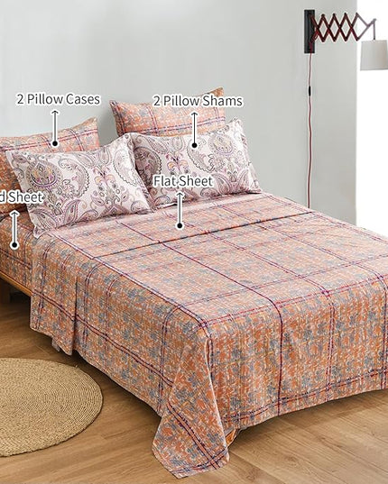 Yiran 7 Pieces Paisley Comforter Set Bed in a Bag Boho Floral Comforter Soft Microfiber Paisley Bedding Set Queen Size 90"×90"(1 Comforter,2 Pillowcases,2 Pillow Shams,1 Flat Sheet,1 Fitted Sheet) - LeafyLoom