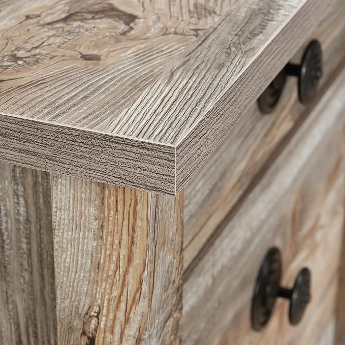 Sauder Cottage Road L-Desk, L: 65.12" x W: 58.66" x H: 29.76", Rustic Cedar finish - LeafyLoom