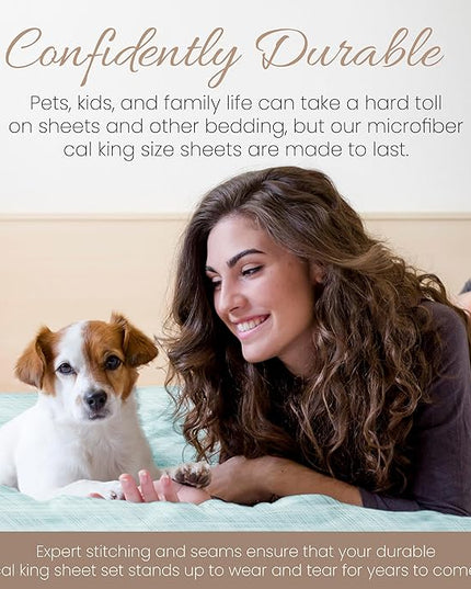 4 Piece California King Bedding Sheets Set (Aqua Thatch) - Sleep Better Than Ever with These Ultra-Soft & Cooling Bed Sheets for Your Cal King Size Bed - Deep Pocket Fits 16" Mattress - LeafyLoom