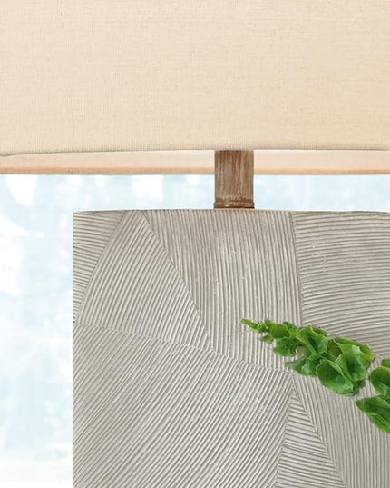 Signature Design by Ashley Bradard 30" Contemporary Ceramic Detailed Table Lamp, Ivory Whitewash - LeafyLoom