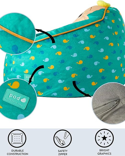 Idea Nuova Cocomelon Hillside by pod Kids Plush Bean Bag Chair, 24"x24"x25,Ages 3+ - LeafyLoom