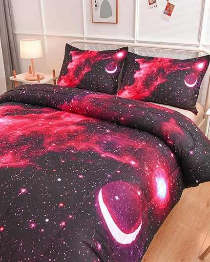 A Nice Night 3D Galaxy Blanket Comforter Bedding Sets Home Textile with Comforter Pillowcase, Full Size - LeafyLoom