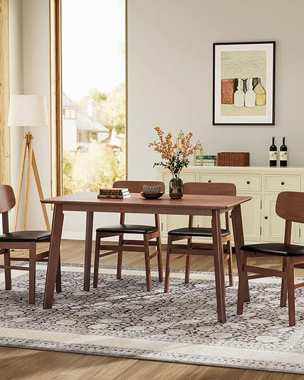 NicBex Dining Room Table Set for 4 Kitchen Table and Chairs 5 Pieces Dining Table Set 1 Dining Table and 4 Chairs Rustic Retro Solid Rubberwood Table for Home, Antique Brown - LeafyLoom