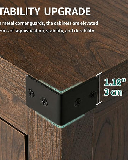 YITAHOME 55'' Sideboard Buffet Cabinet with Storage with 4 Doors, Farmhouse Large Kitchen Storage Cabinet, Wood Coffee Bar Cabinet with Barn Doors ＆ Adjustable Shelf for Kitchen, Living Room, Brown - LeafyLoom