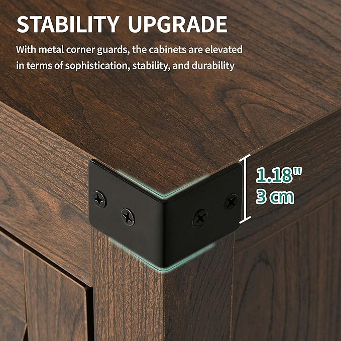 YITAHOME 55'' Sideboard Buffet Cabinet with Storage with 4 Doors, Farmhouse Large Kitchen Storage Cabinet, Wood Coffee Bar Cabinet with Barn Doors ＆ Adjustable Shelf for Kitchen, Living Room, Brown - LeafyLoom
