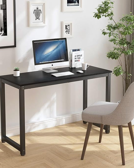 47 Inch Small Space Computer Desk, Home Office Desk, Heavy Duty Multipurpose Table, Study Desk Workstation, Black - LeafyLoom