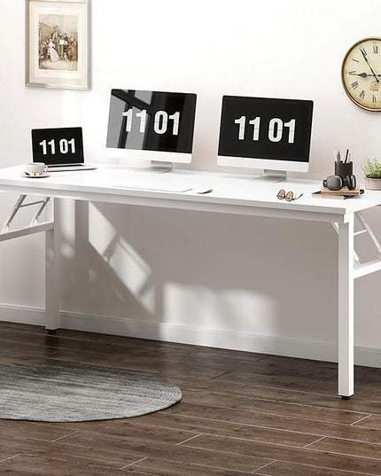 Need Computer Desk Office Desk 62 inches Folding Table with BIFMA Certification Computer Table Workstation, White AC5DW-157 - LeafyLoom