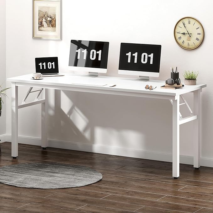 Need Computer Desk Office Desk 62 inches Folding Table with BIFMA Certification Computer Table Workstation, White AC5DW-157 - LeafyLoom